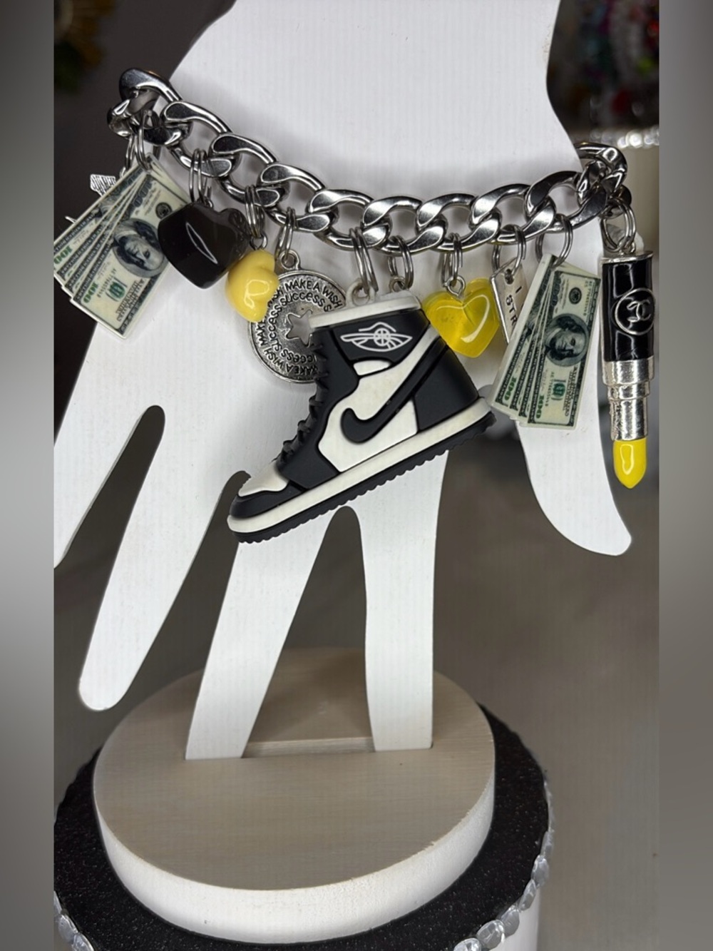 Junky Cuban link Stainless Steel Charm Bracelet